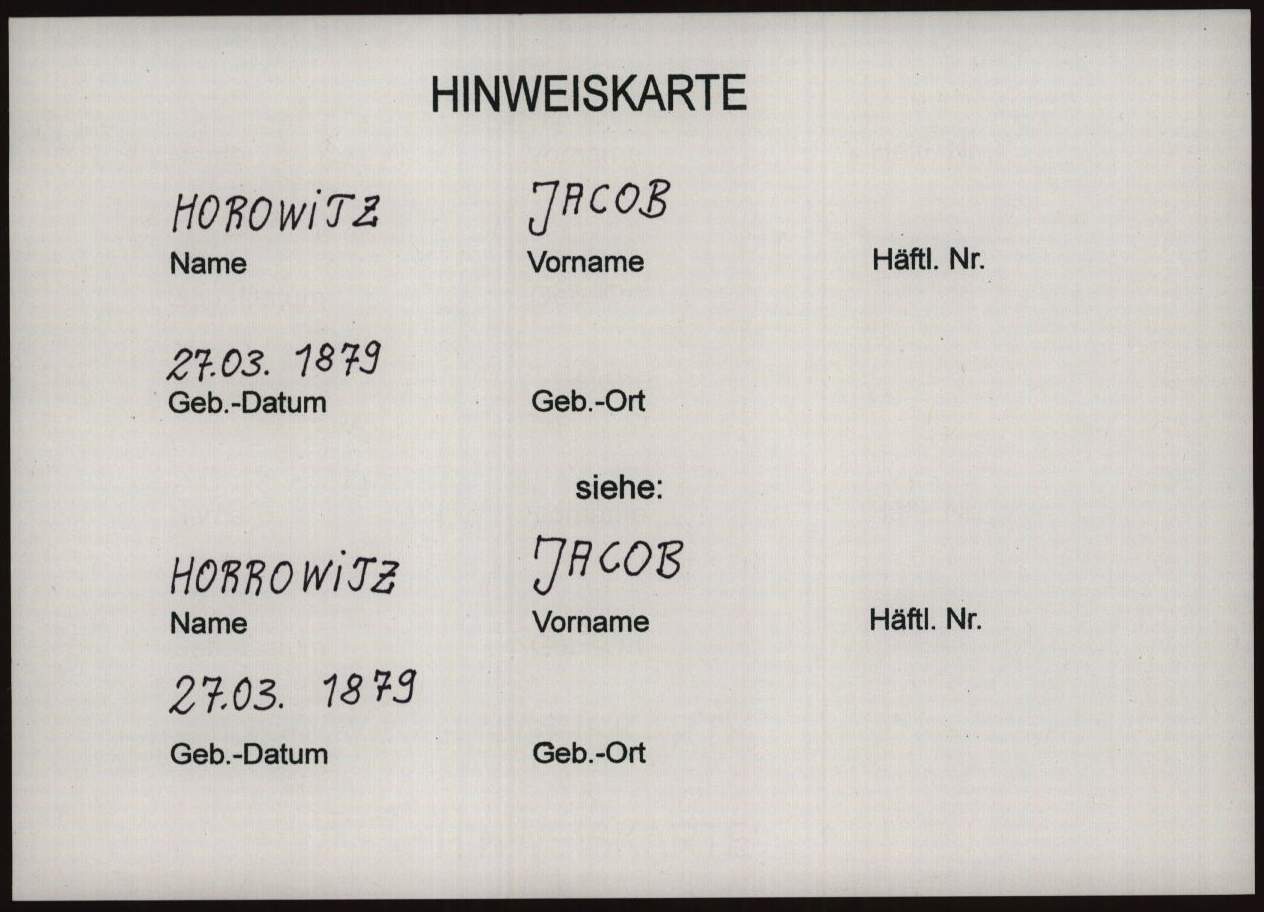 Horowitz Jacob Explore documents of the Arolsen Archives | 01011202 026.005 - Personal ...