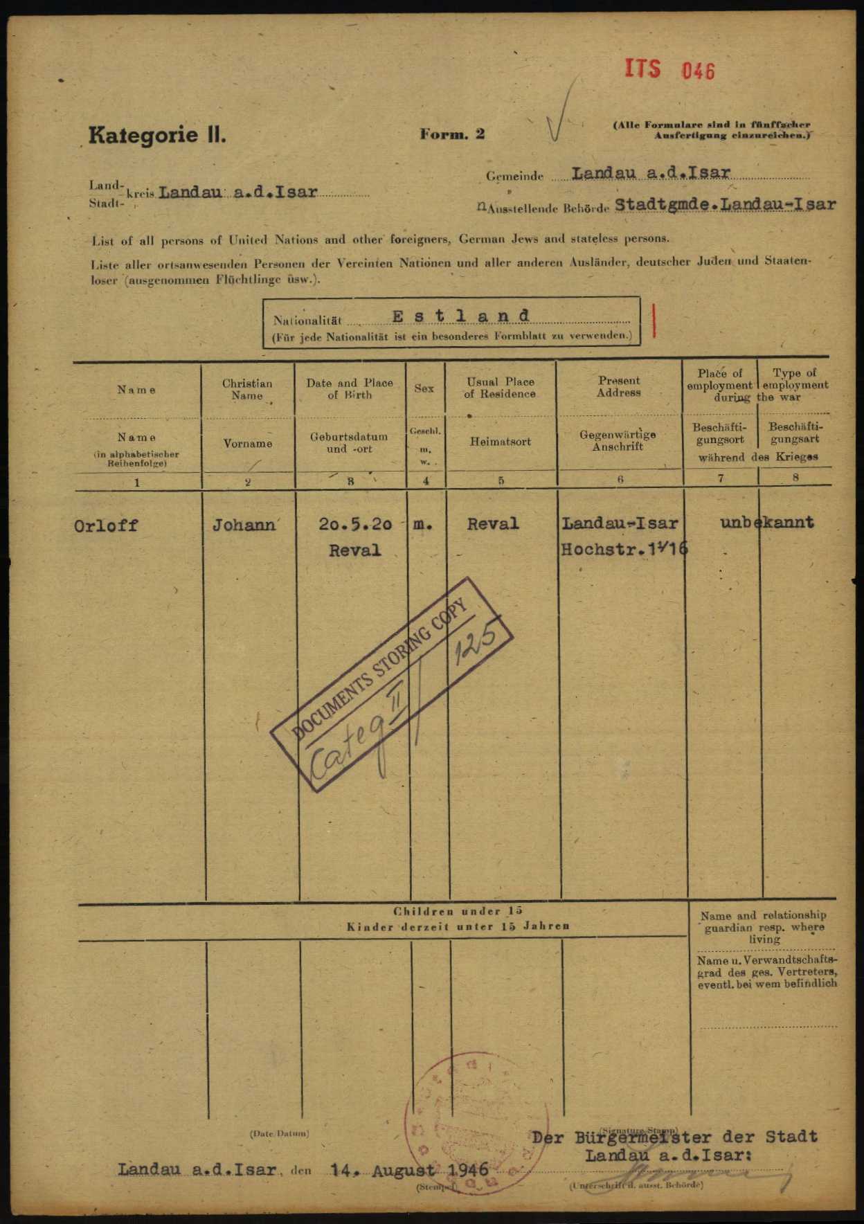 Explore documents of the Arolsen Archives | DE ITS 2.1.1.1 BY 081