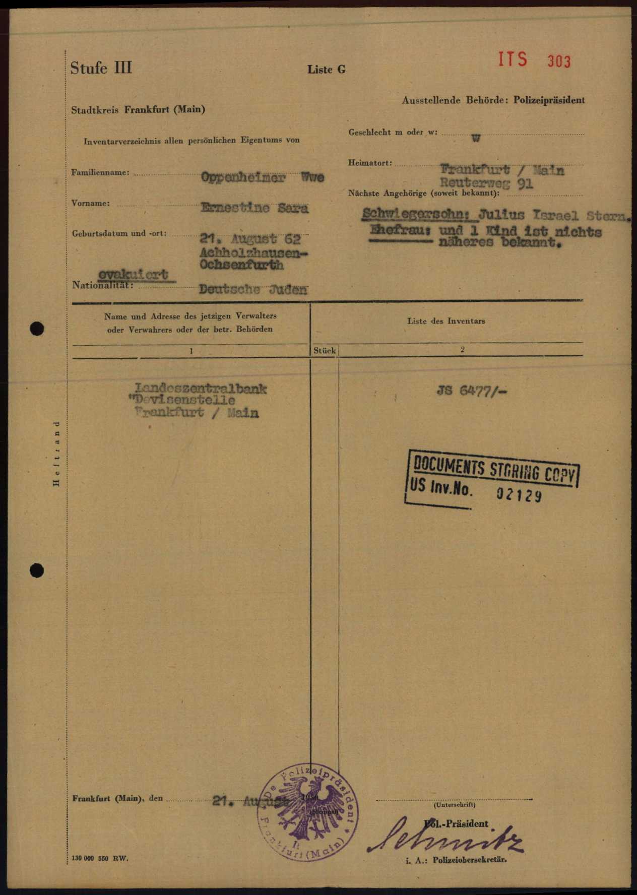 Explore documents of the Arolsen Archives | DE ITS 2.1.1.1 HE 013