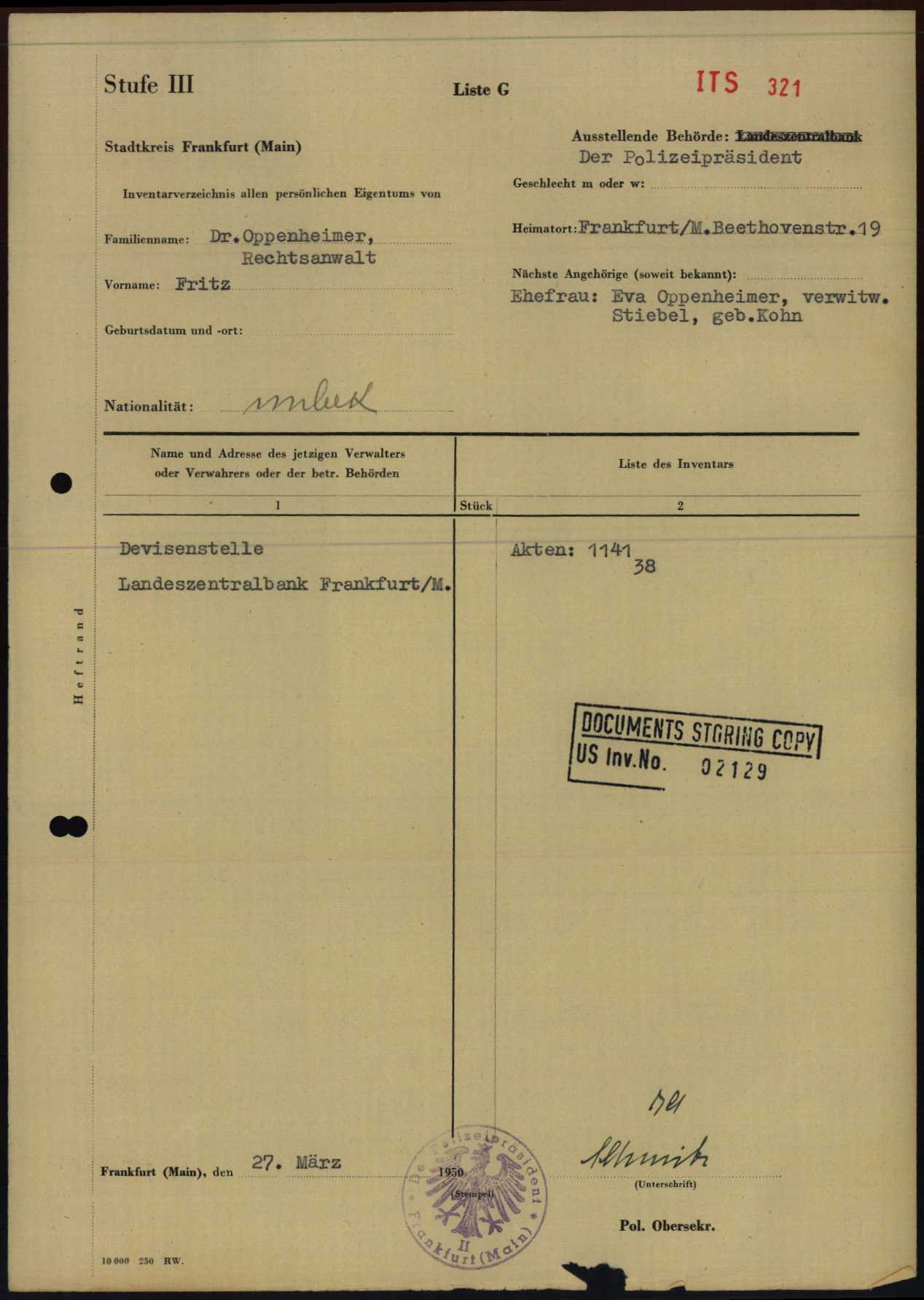 Explore documents of the Arolsen Archives | DE ITS 2.1.1.1 HE 013